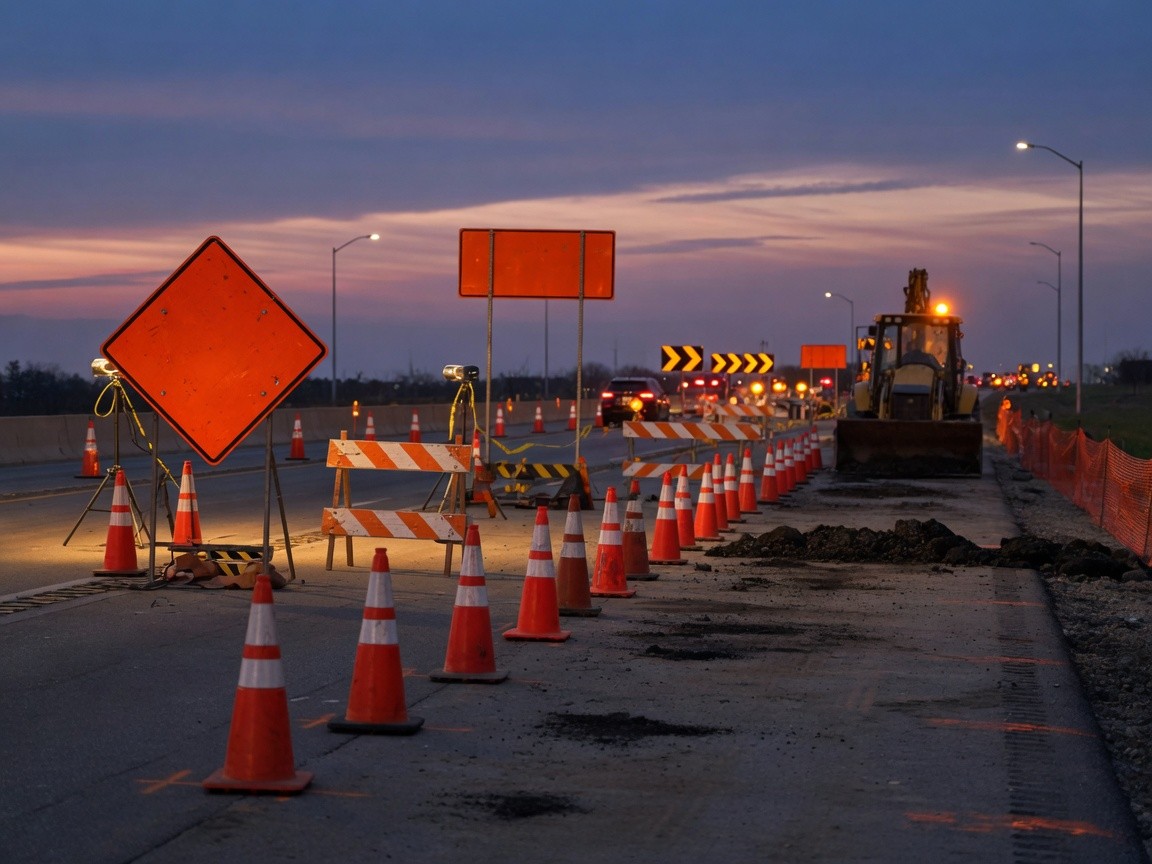 Work-zone temporary traffic control signs and barricades